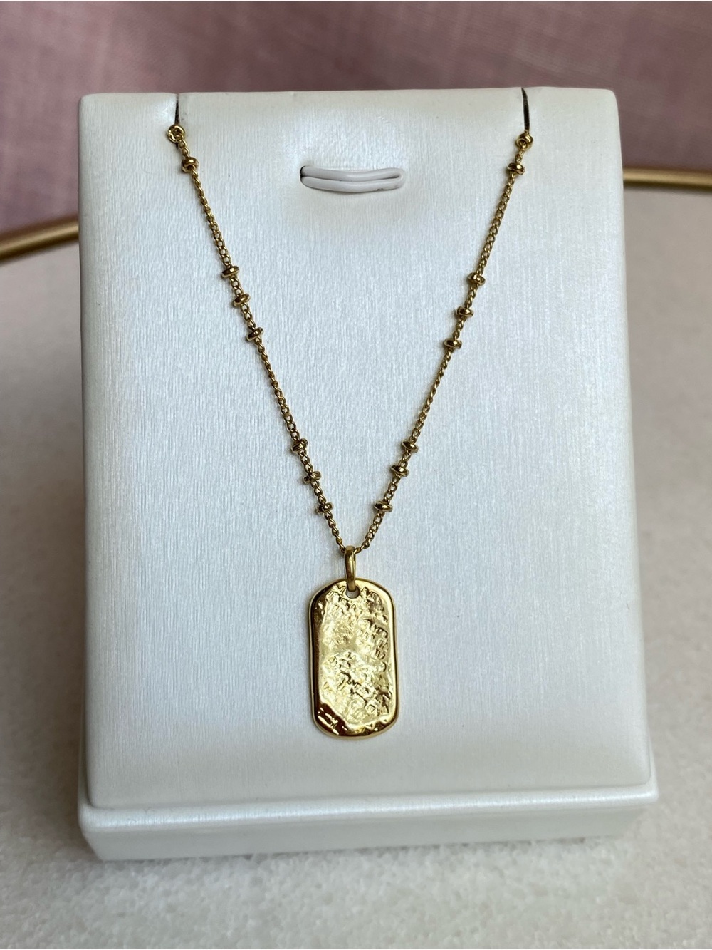 Gorjana Gold Textured Dog Tag Pendant Necklace